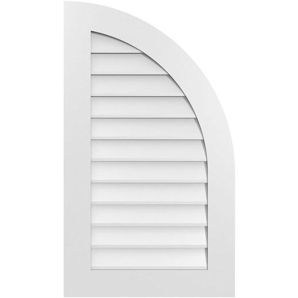 Ekena Millwork Quarter Round Top Right Surface Mount PVC Gable Vent w/ 3-1/2"W x 1"P Standard Frame, 22"W x 38"H GVPQR22X3801SN - main